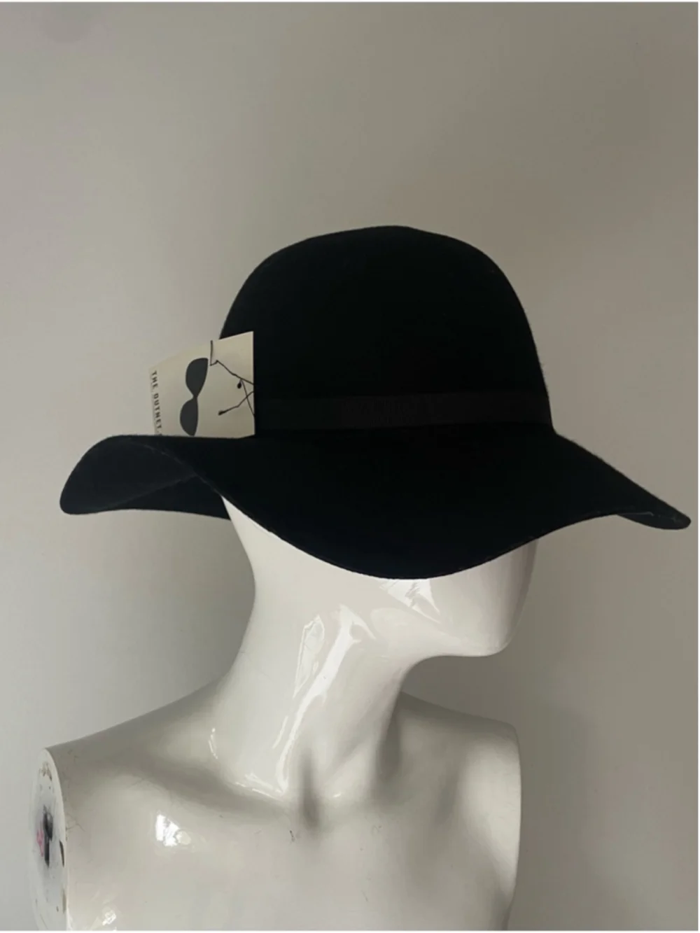 Helene Berman London Black Wool Felt Floppy Hat Wide Brim Designer